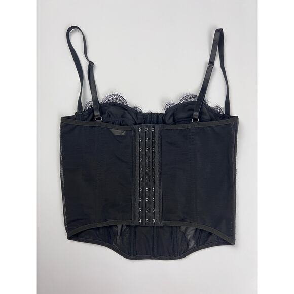 Corset Top Black Lace Sheer Bustier Whimsigoth Lingerie Sexy Vamp Coquette Witch - Picture 2 of 5